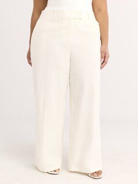 Scoop Women's and Women’s Plus Linen Blend Tailored Wide Leg Pants, Size 28W